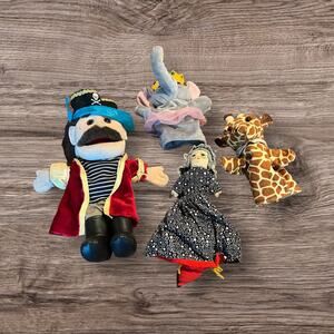 Vintage Glove Puppets Little Red Riding Hood & 14” Pirate + Elephant & Giraffe